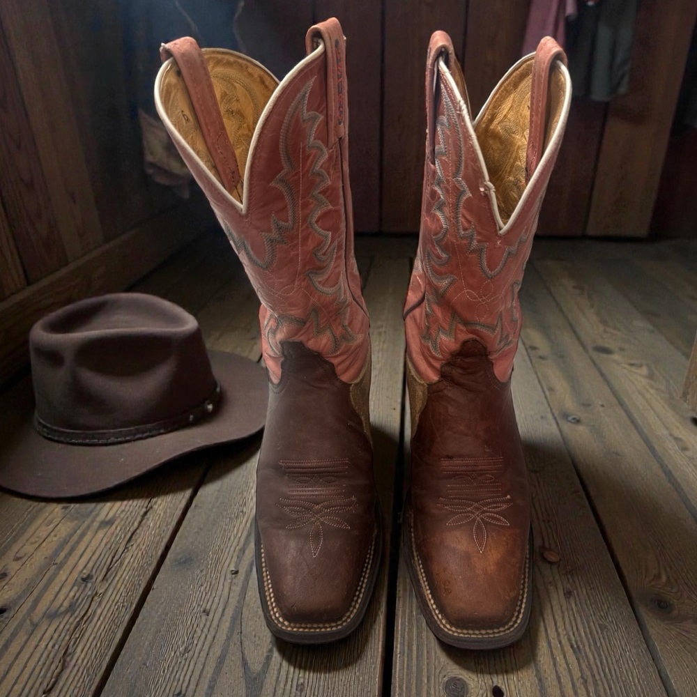 Tony Lama USTRC Brown & Pink Western Boots